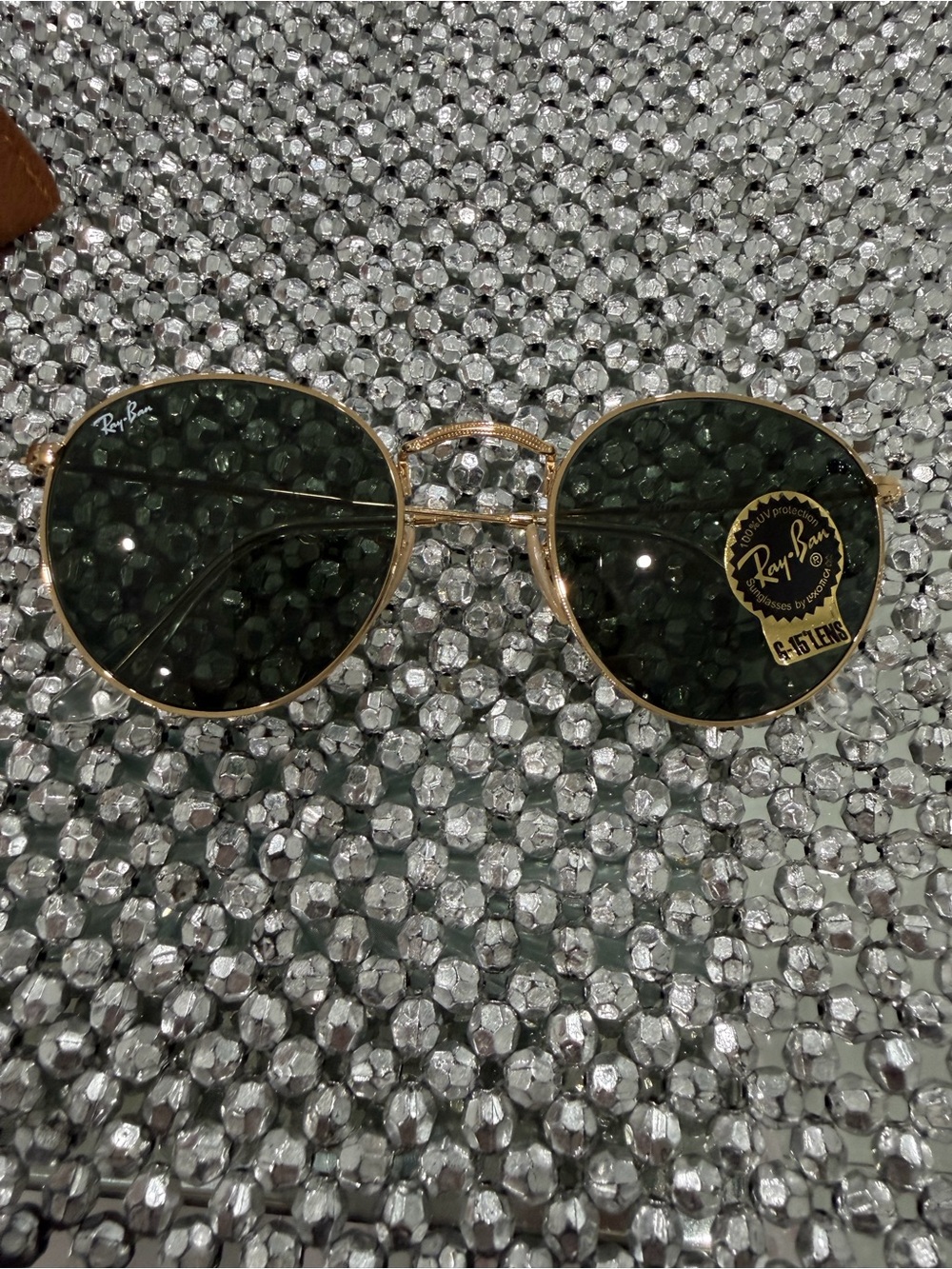 Ray-Ban Gold Frame Sunglasses with Dark Green Lenses